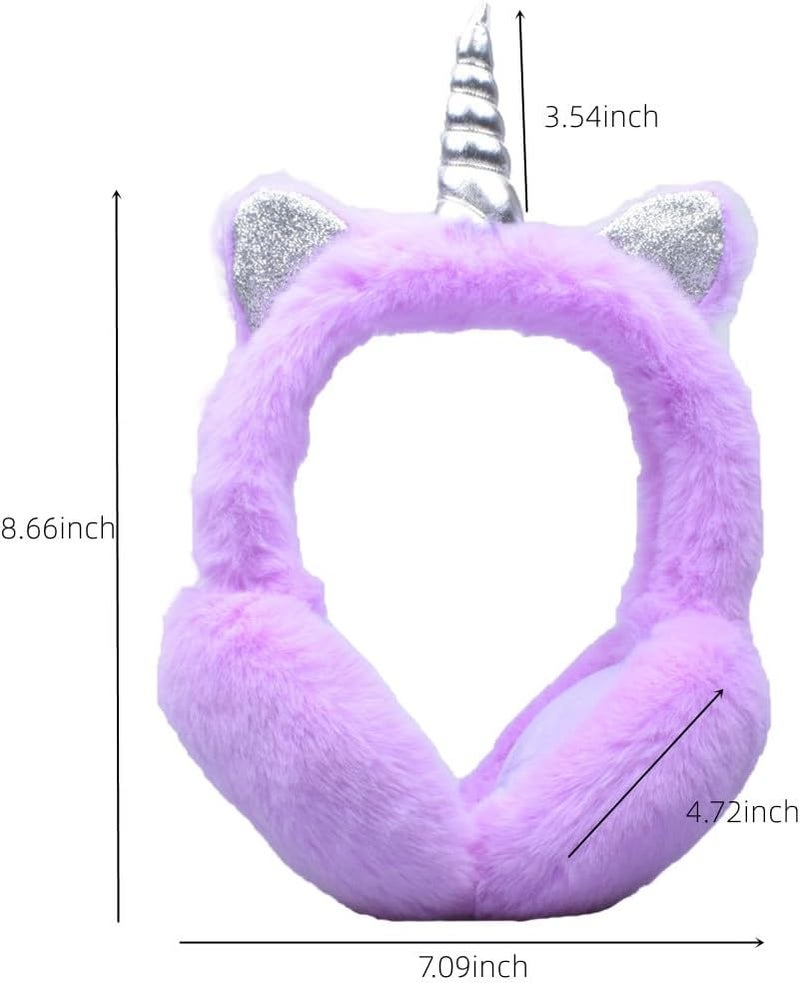 GSFY Ear Muffs Gloves Set for Kids Girls Adjustable Winter Sequin Faux Fur Windproof Warm Ear Warmer Outdoor - Image 2